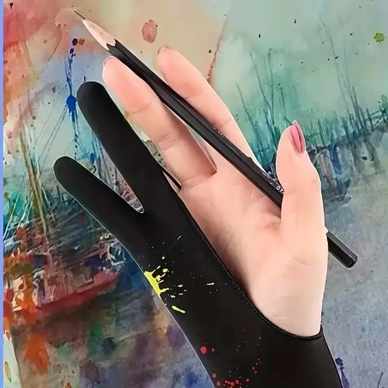 1/4pcs Anti-Fouling Two-Finger - Drawing Glove Artist ulasan dan harga